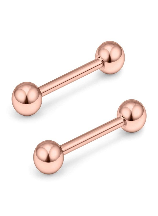 Ftovosyo 2PCS 14G 316L Stainless Steel Internally Threaded Tongue Nipple Shield Barbell Ring Bar Body Piercing Jewelry Retainer 12mm Rose Gold - Image 2